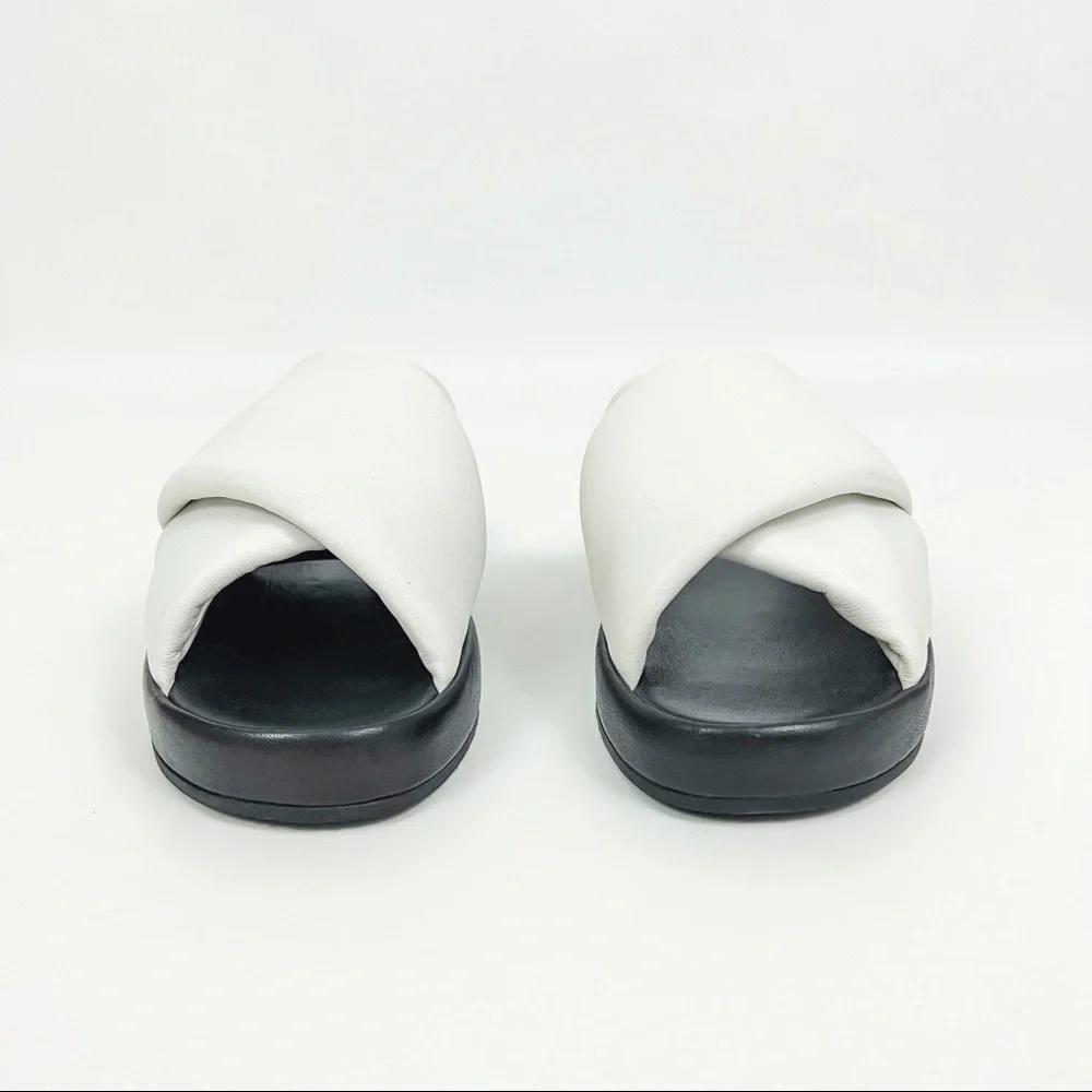 H&M Premium Quality Padded Leather Sandals in White | Size 7